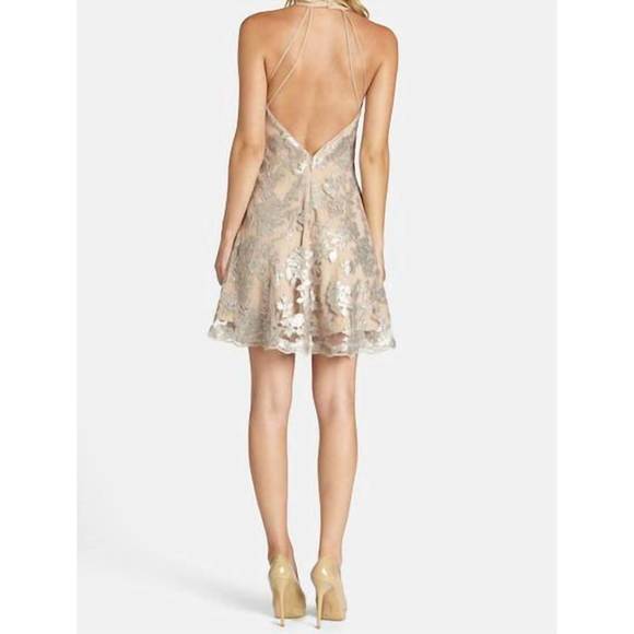 NEW DRESS THE POPULATION abbie dress in silver/nude - Picture 4 of 4